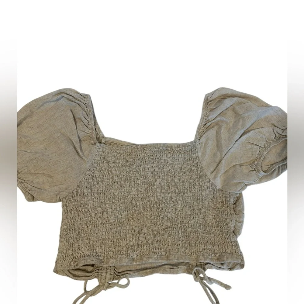 Wild Fable Linen Blend Ruched Crop Top Large - Picture 6 of 9